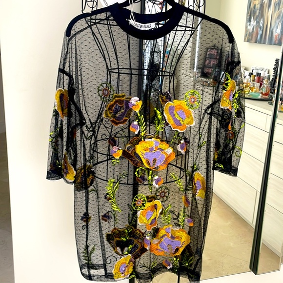 NWT WALTER BAKER BLACK PEYTON TUNIC EMBROIDERY - Picture 4 of 11